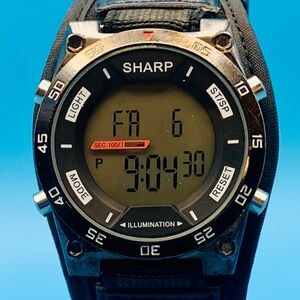 SHARP SHPW19 Men’s Digital Sport Wristwatch Chrono Alarm Backlight Working Cond